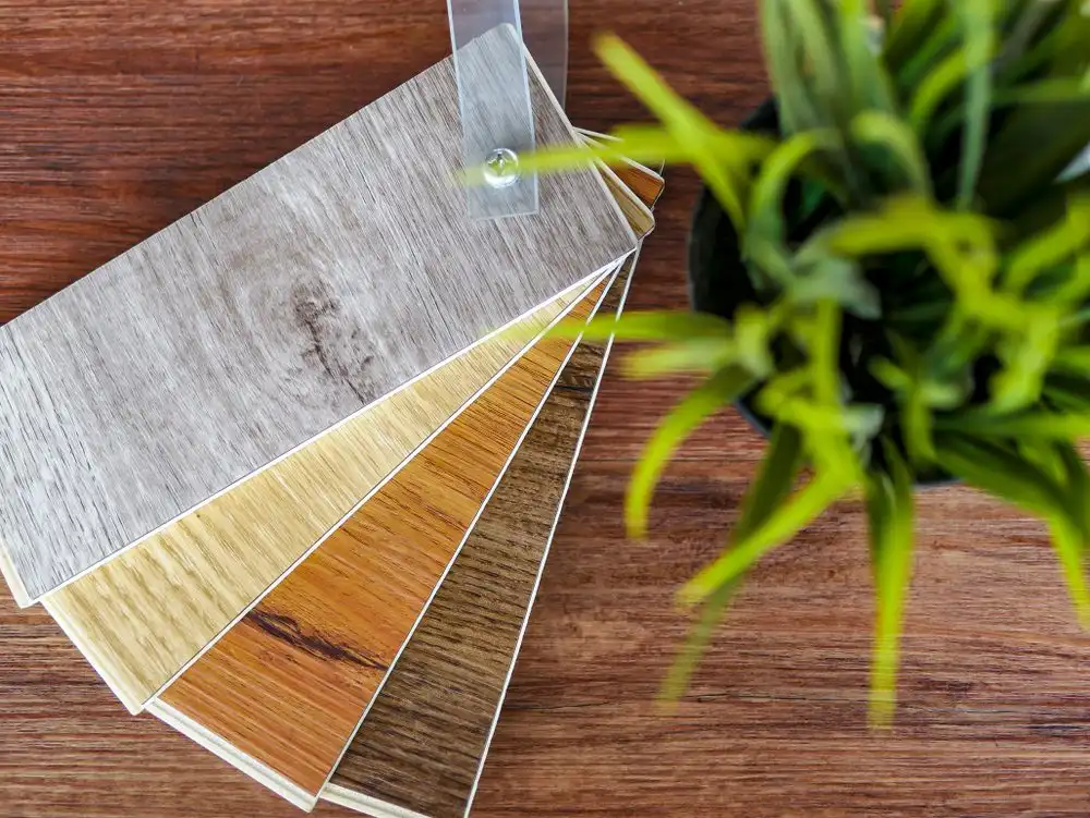 image (99) samples display different wood-like finishes and are fanned out to showcase the variety of options available